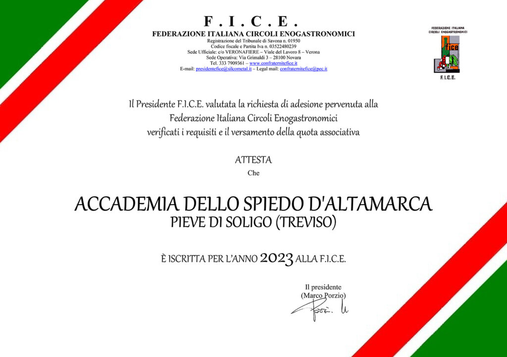 Accademia dello Spiedo di Alta Marca - Federazione Italiana Circoli Enogastronomici 2023